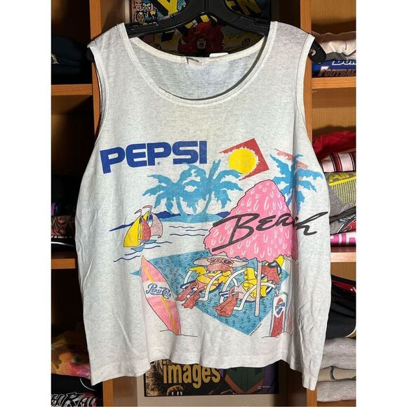 Vintage 1990 Pepsi Soda Beach Promo Tank Top - Picture 1 of 6